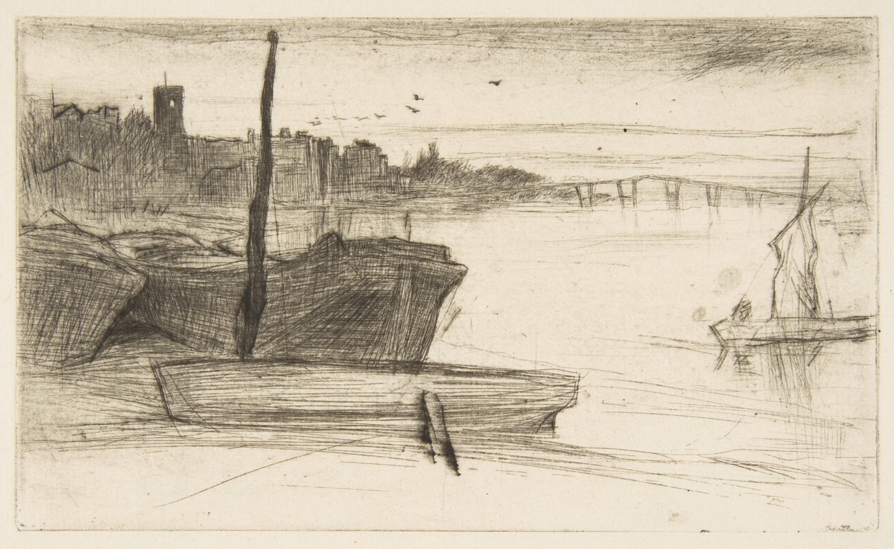 El puente de Chelsea y la iglesia de James McNeill Whistler
