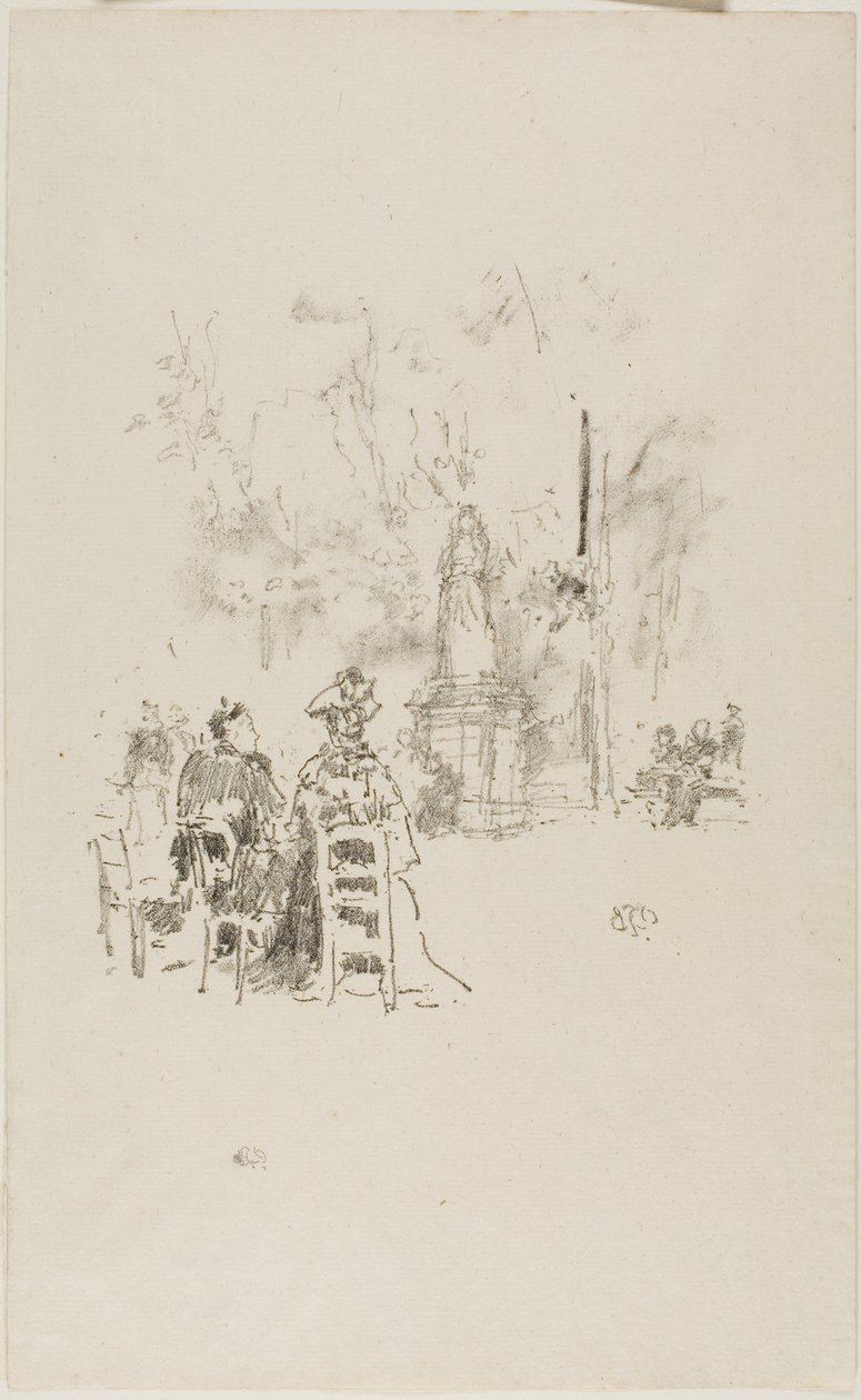 Conversación bajo la estatua, Jardines de Luxemburgo de James Abbott McNeill Whistler