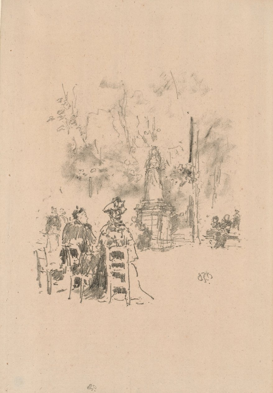 Conversación bajo la estatua, Jardines de Luxemburgo de James Abbott McNeill Whistler