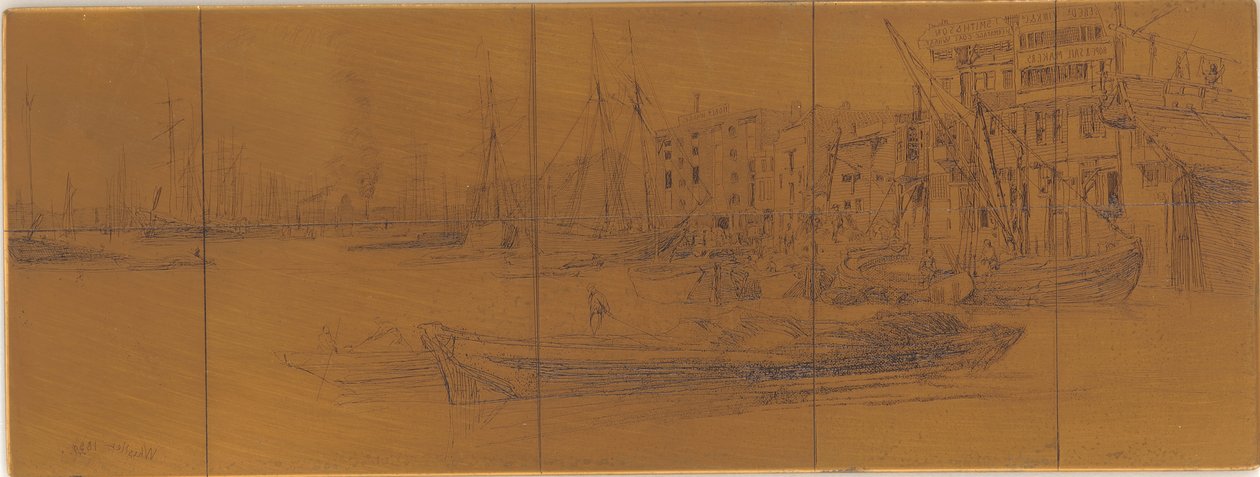 Placa de grabado: Almacenes del Támesis de James Abbott McNeill Whistler