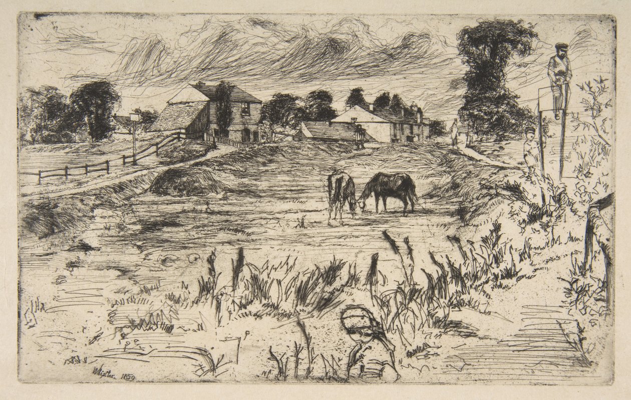 Paisaje con el caballo (Paisaje con caballos) de James McNeill Whistler