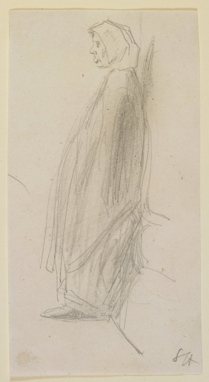 Boceto de perfil de una anciana de pie de James Abbott McNeill Whistler