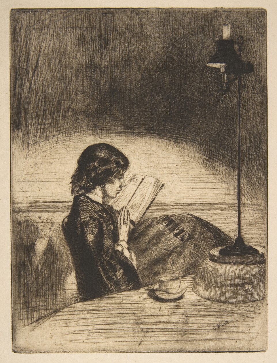 Lectura a la luz de una lámpara de James McNeill Whistler