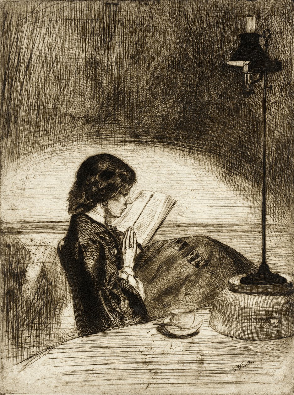 Lectura a la luz de una lámpara de James McNeill Whistler