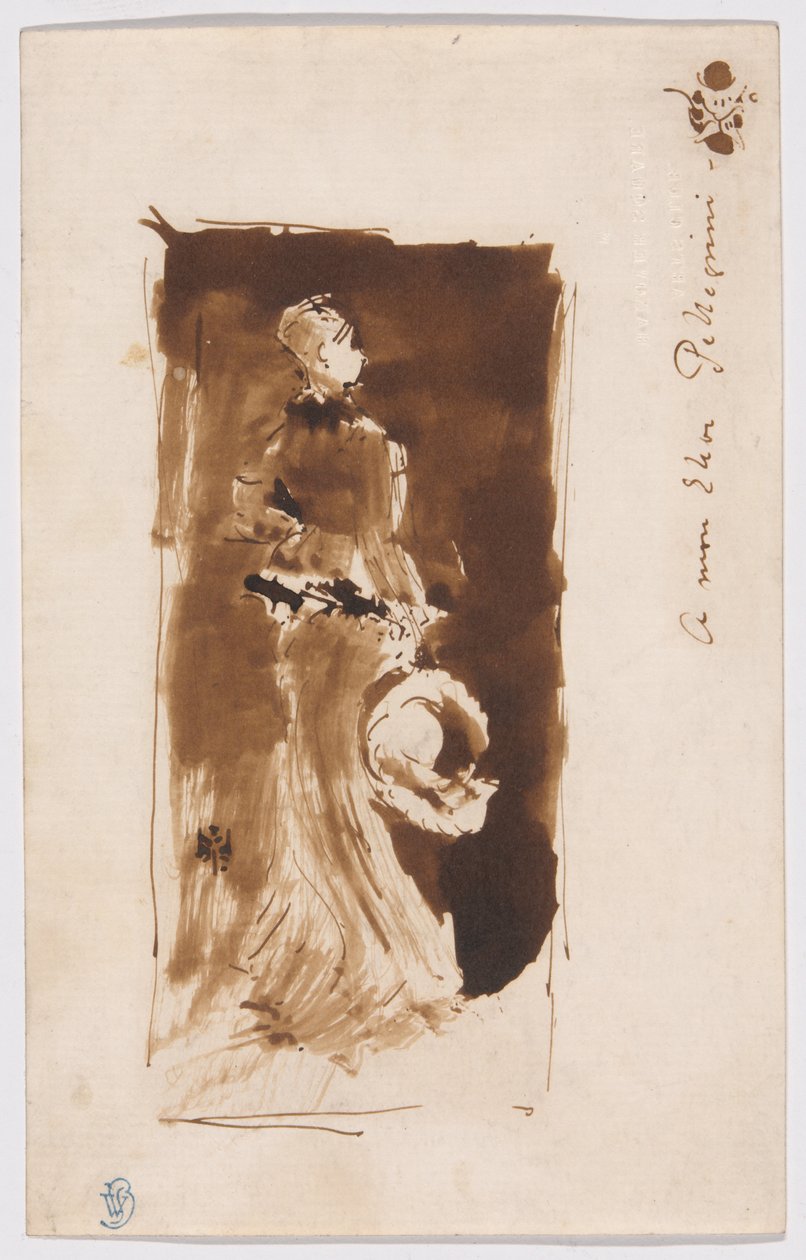 Boceto después de "Arreglo en marrón y negro: Retrato de la Srta. Rosa Corder" de James McNeill Whistler