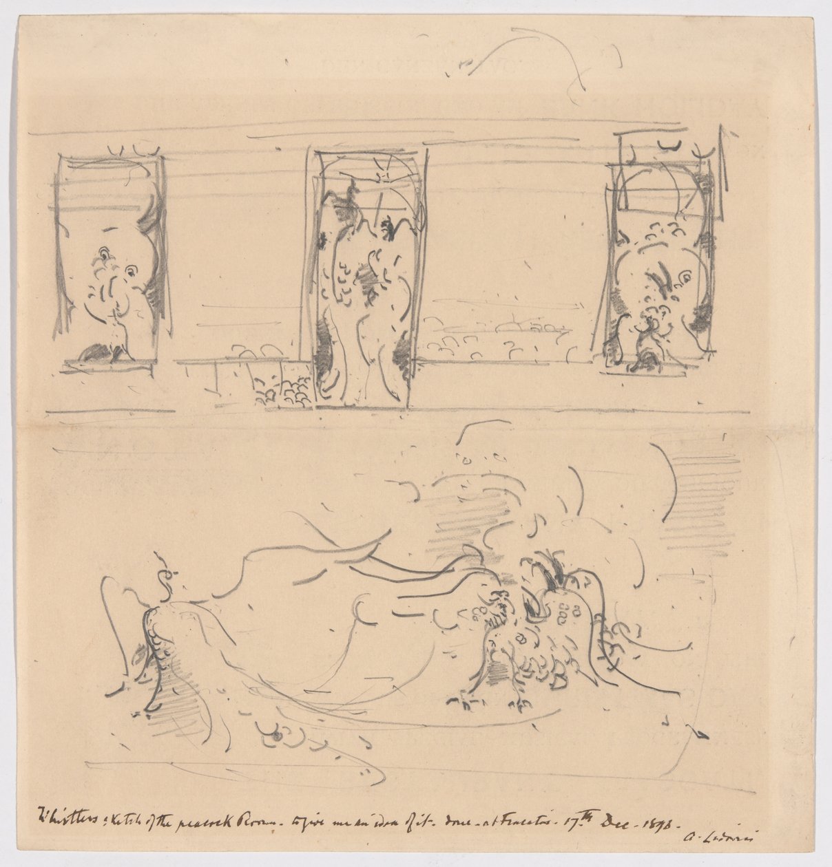 Boceto de la Sala del Pavo Real de James McNeill Whistler