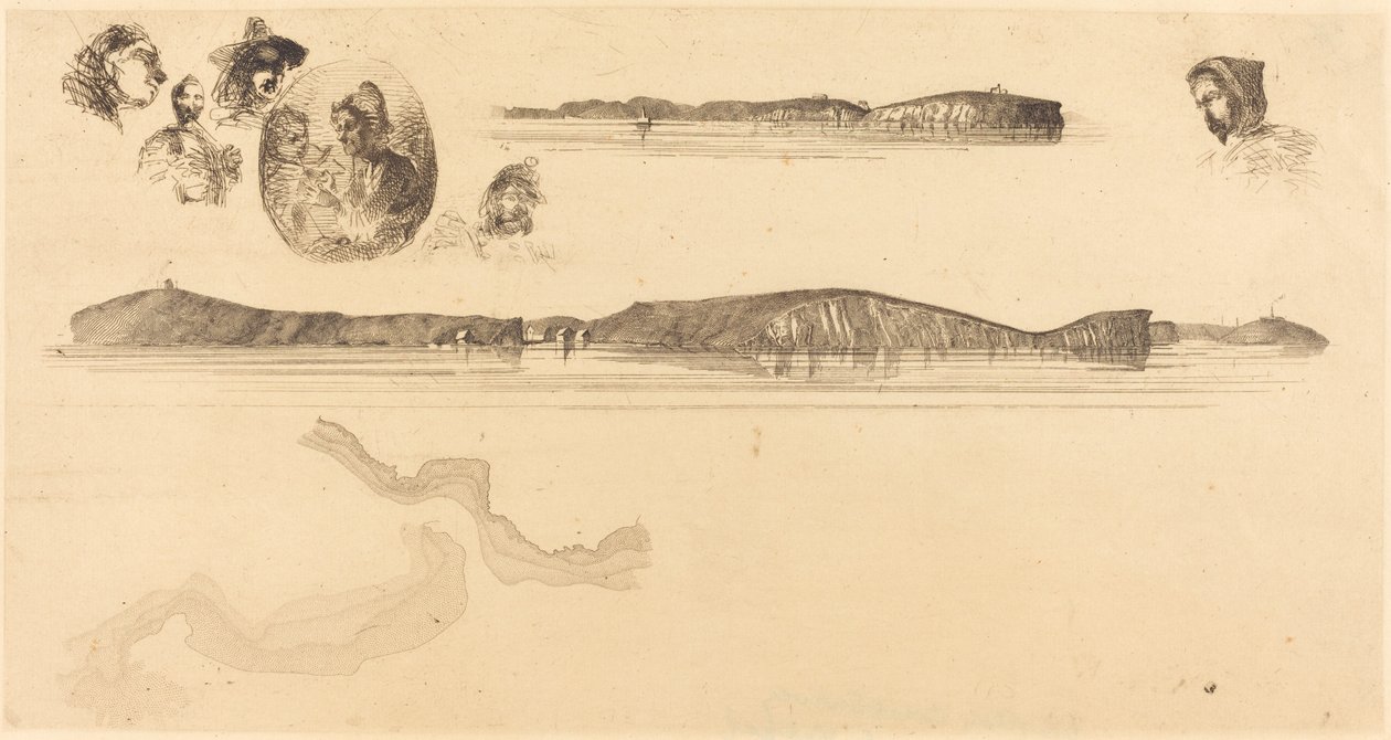 Croquis en la placa de la encuesta costera de James Abbott McNeill Whistler