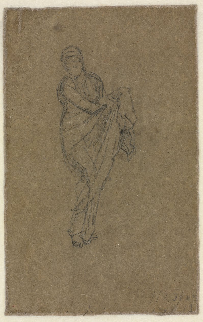Mujer de pie sujetándose el vestido (reverso) de James McNeill Whistler