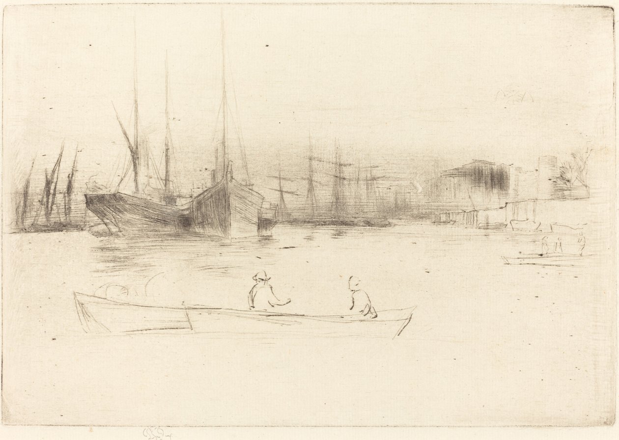 Barcos de vapor frente a la torre de James Abbott McNeill Whistler
