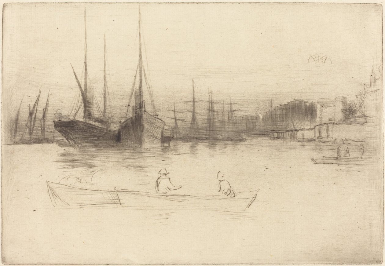 Barcos de vapor frente a la Torre de James McNeill Whistler