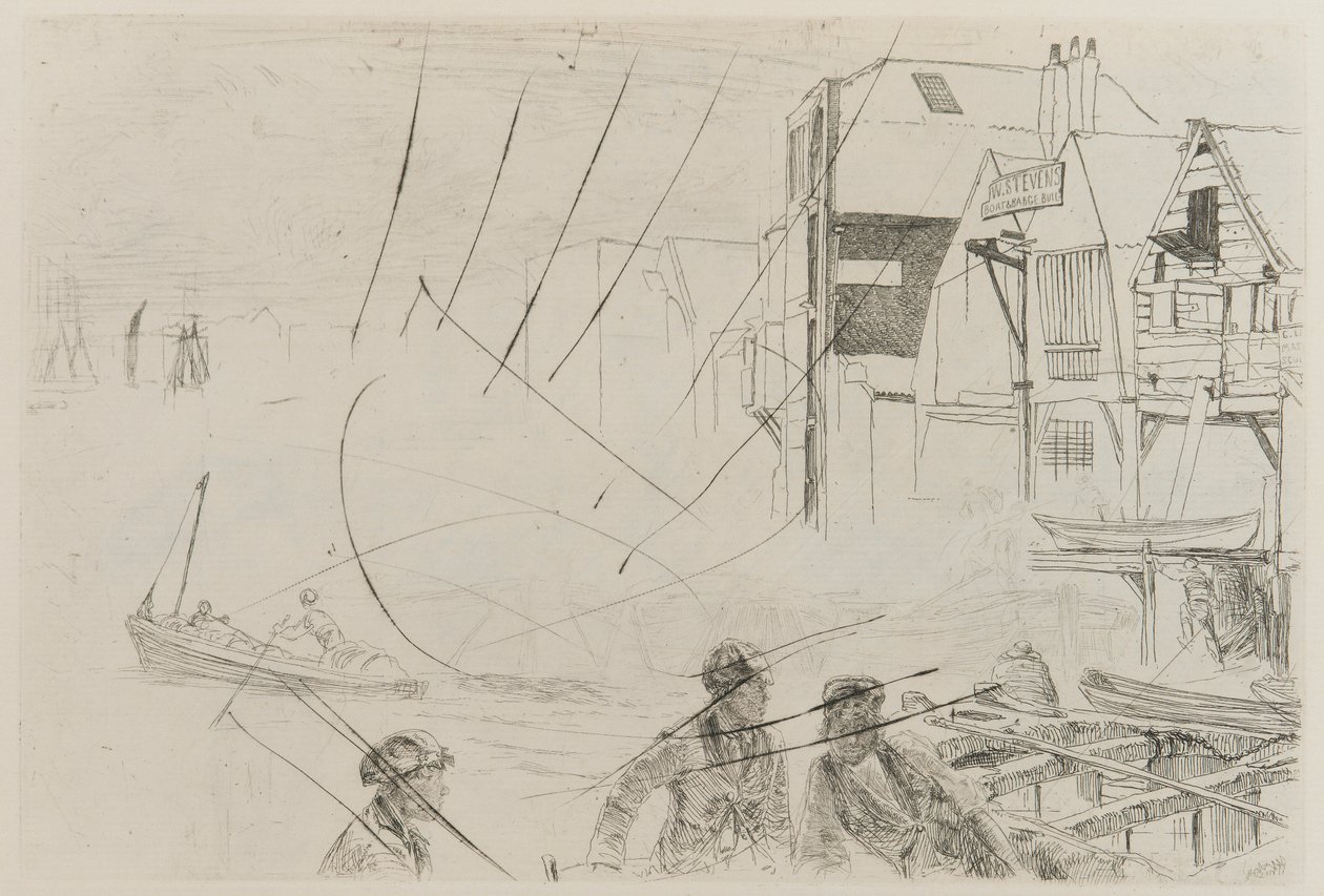La vida en el barco de Stevens de James Abbott McNeill Whistler