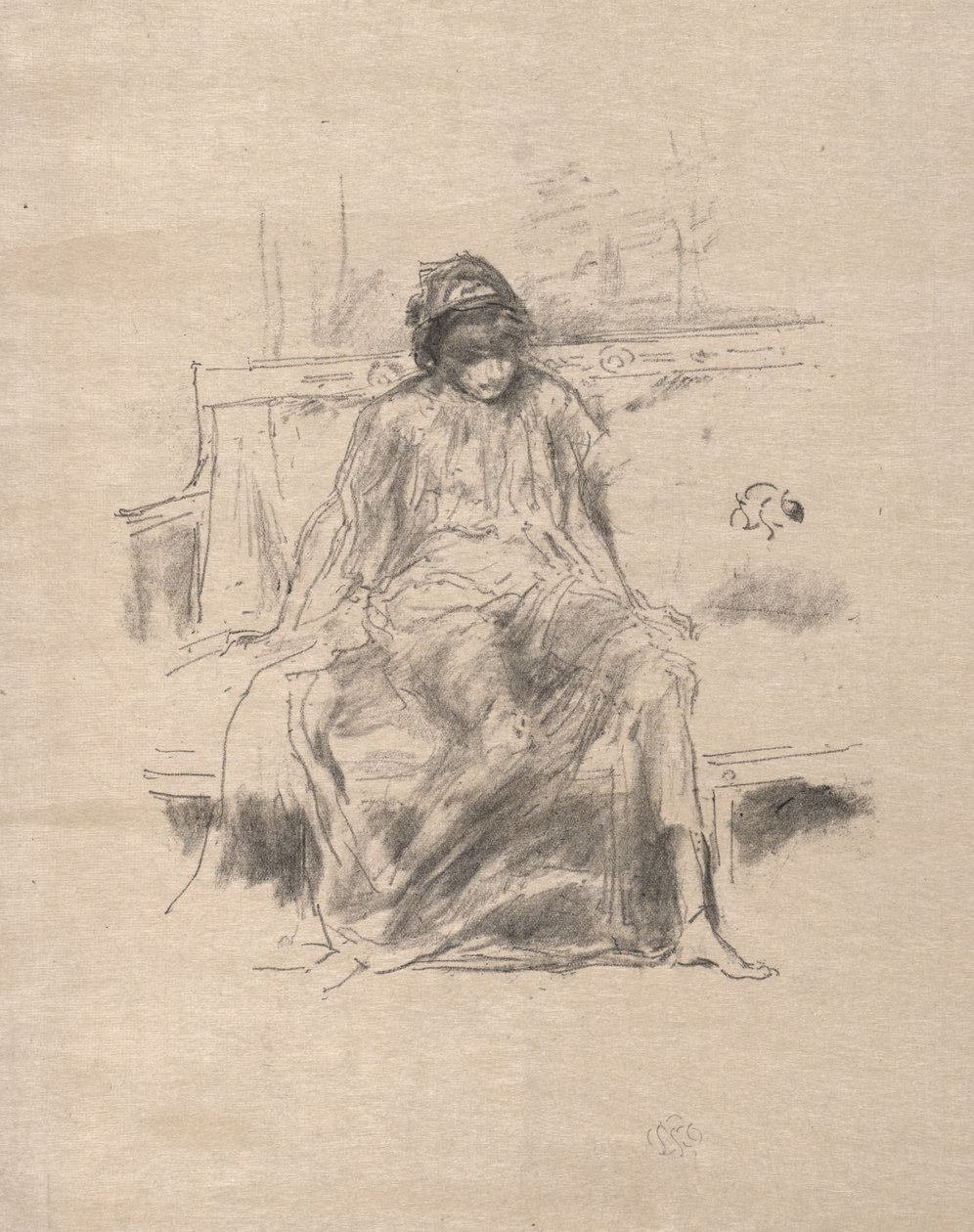 La figura sentada con un drapeado de James McNeill Whistler