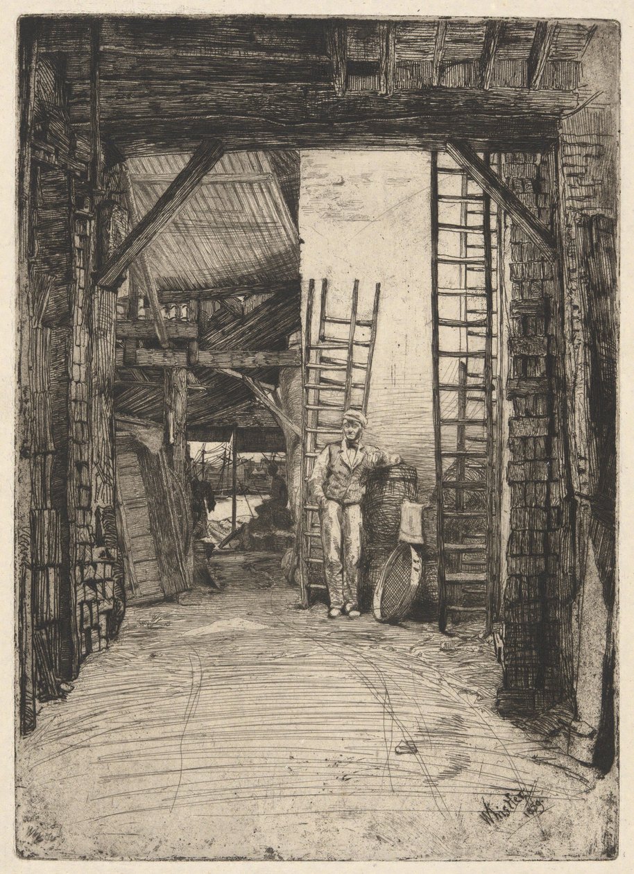 El calero, de la serie del Támesis (una serie de dieciséis aguafuertes de escenas del Támesis y otros temas) de James McNeill Whistler