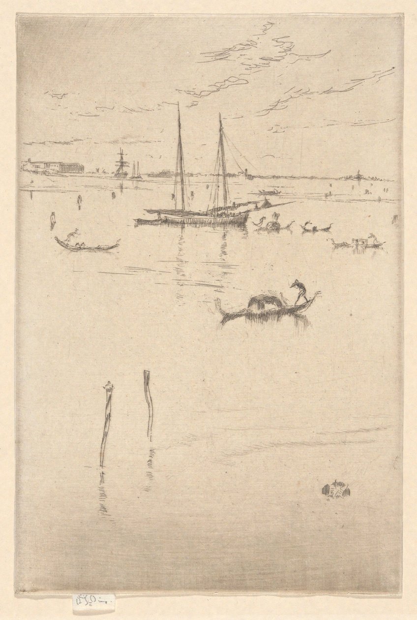 «La pequeña laguna», del primer conjunto de Venecia («Venecia, una serie de doce grabados») de James McNeill Whistler