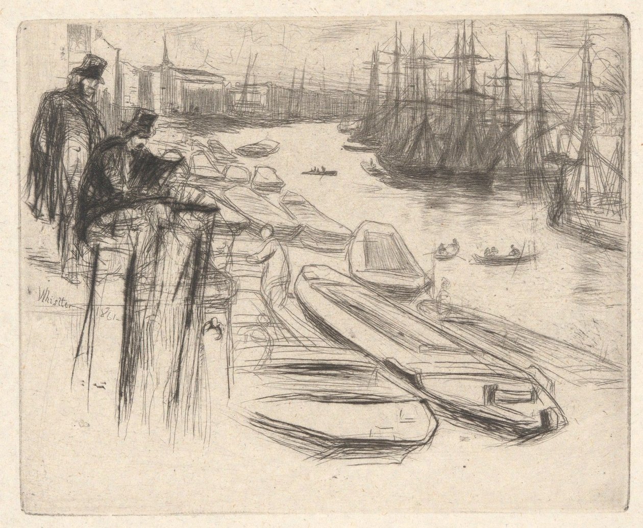 «La pequeña piscina», de la serie «El Támesis» (una serie de dieciséis grabados que representan escenas del Támesis y otros temas) de James McNeill Whistler