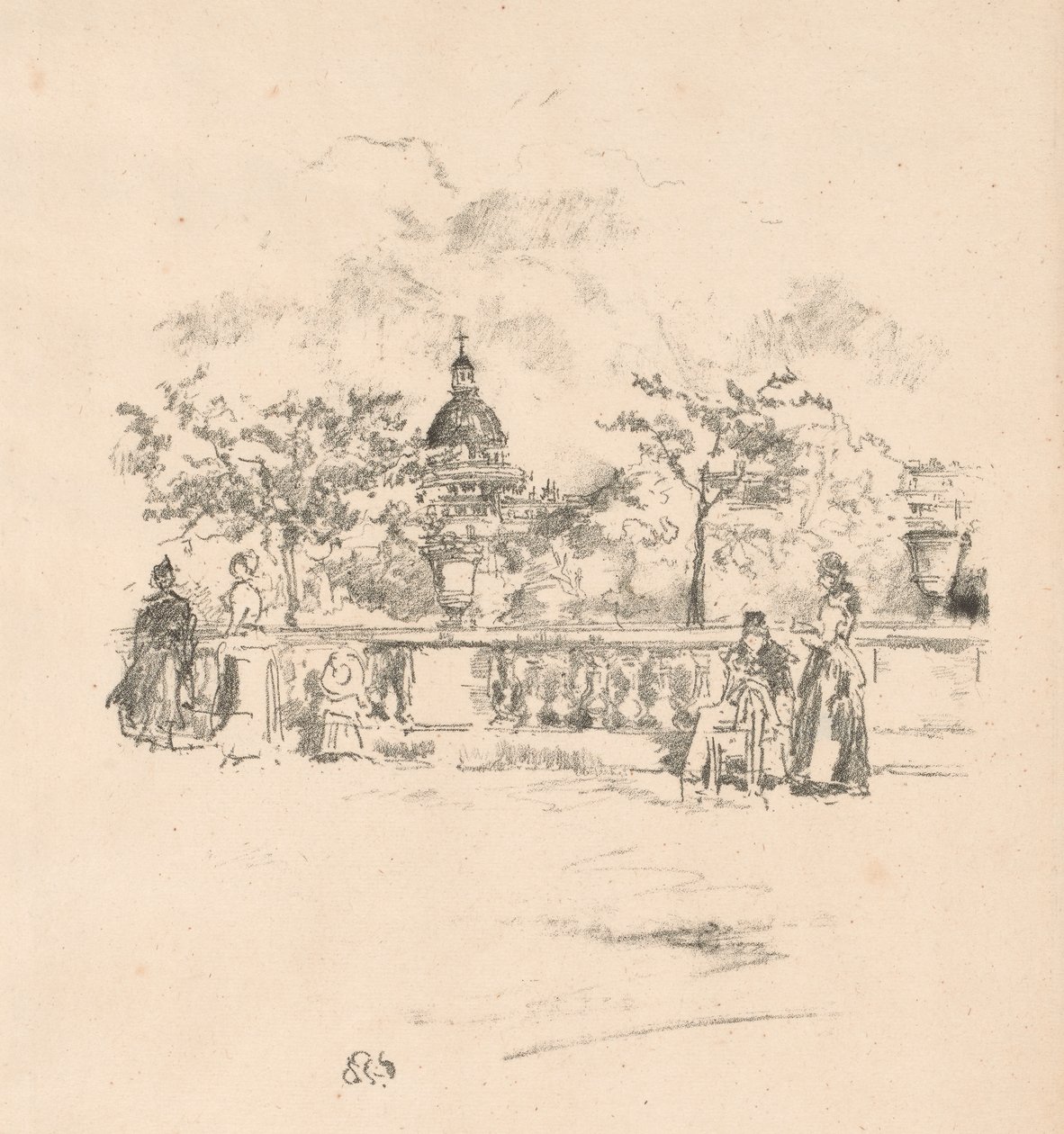 El Panteón, desde la terraza de los Jardines de Luxemburgo de James Abbott McNeill Whistler