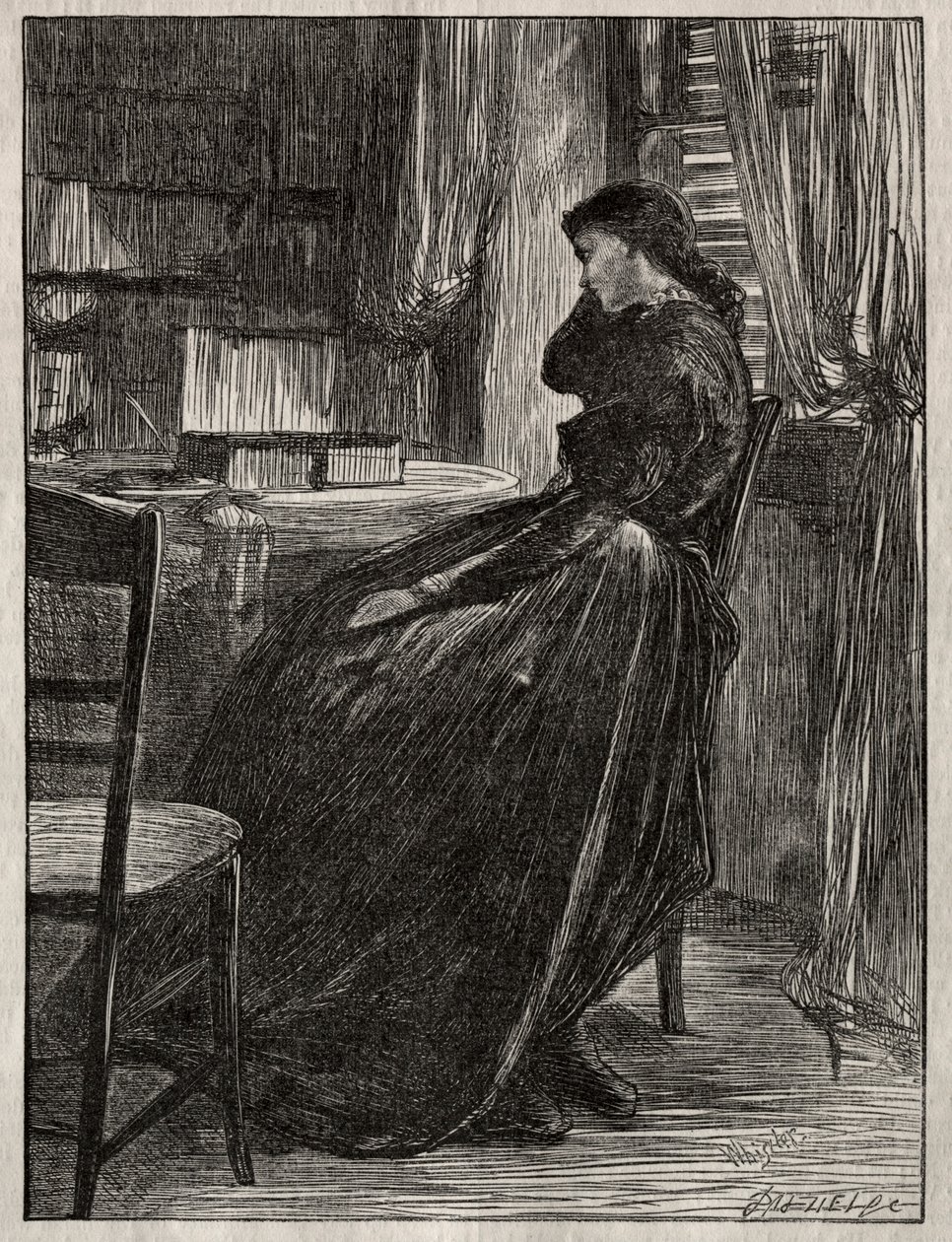 El Sermón de Prueba: Joanna Douglas en su Escritorio de James Abbott McNeill Whistler