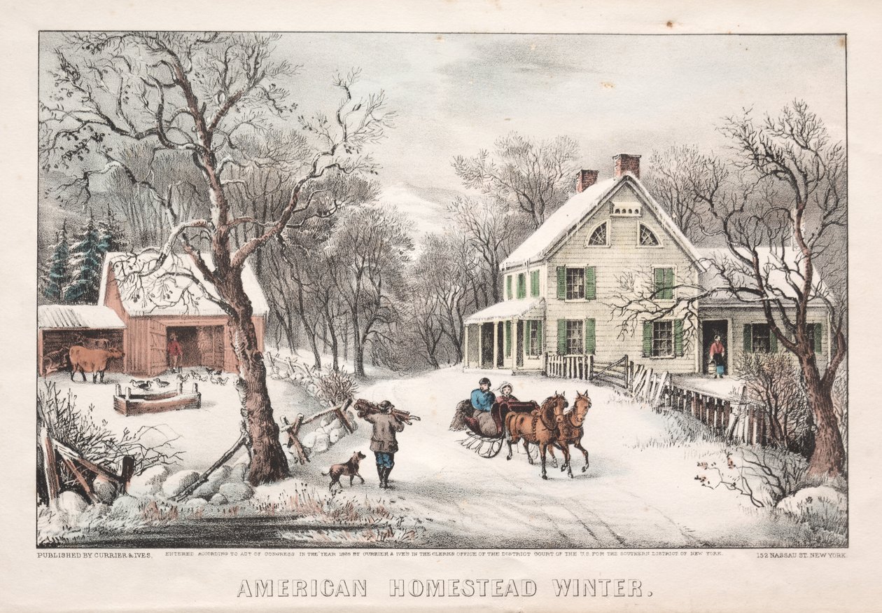 Hogar americano, invierno de James Merritt Ives