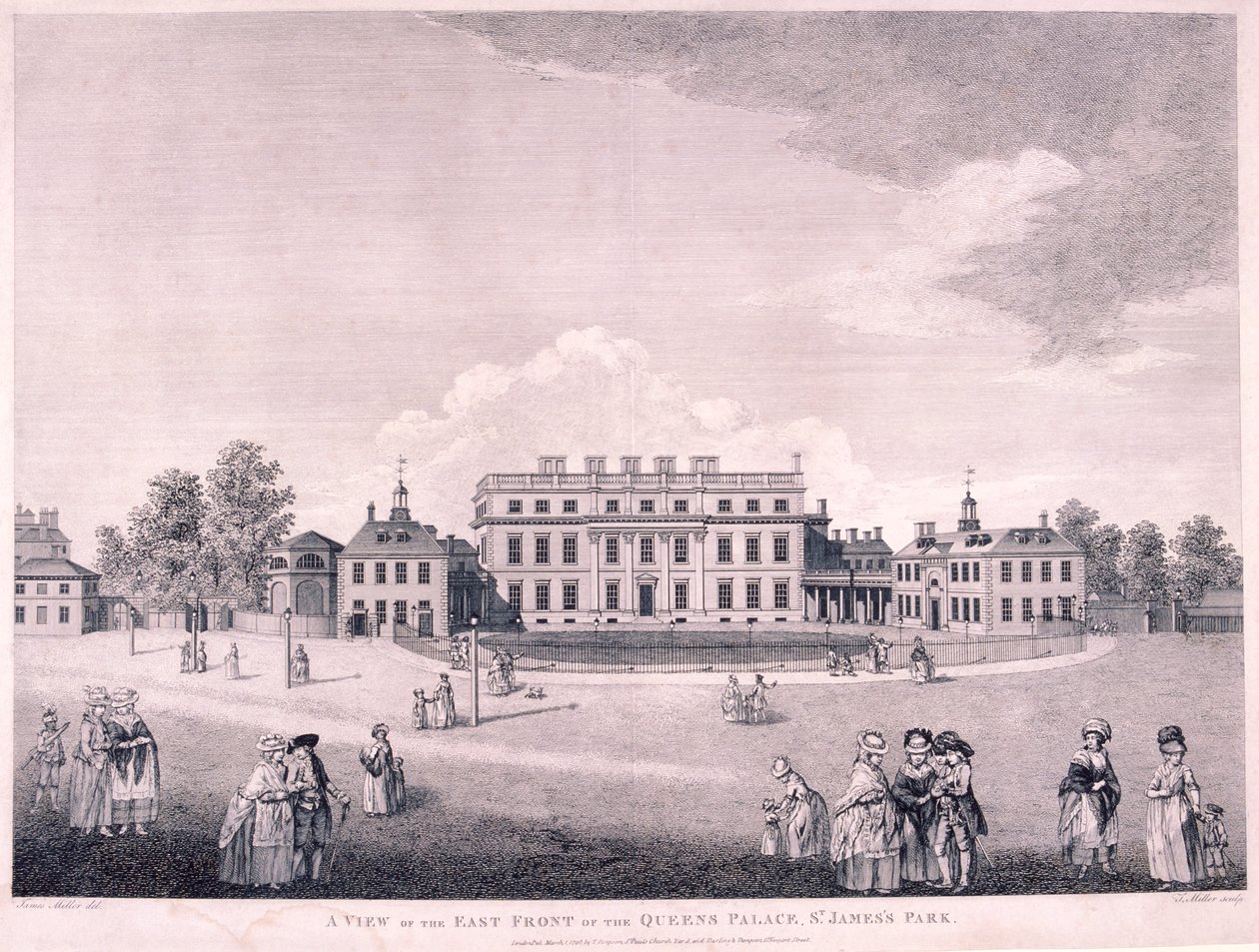 Fachada este de la Casa de Buckingham, Westminster, Londres, 1796 de James Miller