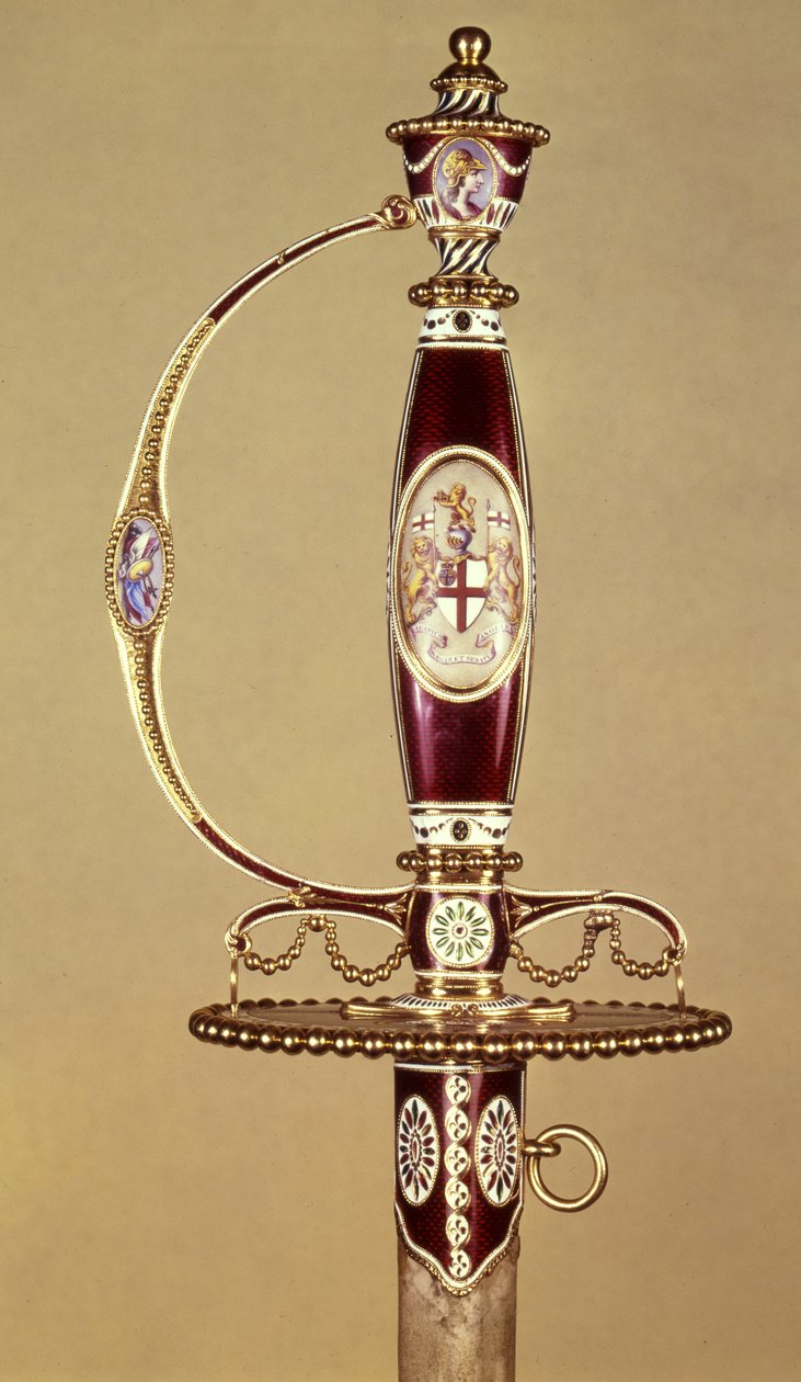 Empuñadura de una espada presentada al Coronel James Hartley (1745-99) por la Compañía de las Indias Orientales, montada por James Morisset (c.1766-c.1800) c.1780 de James Morisset