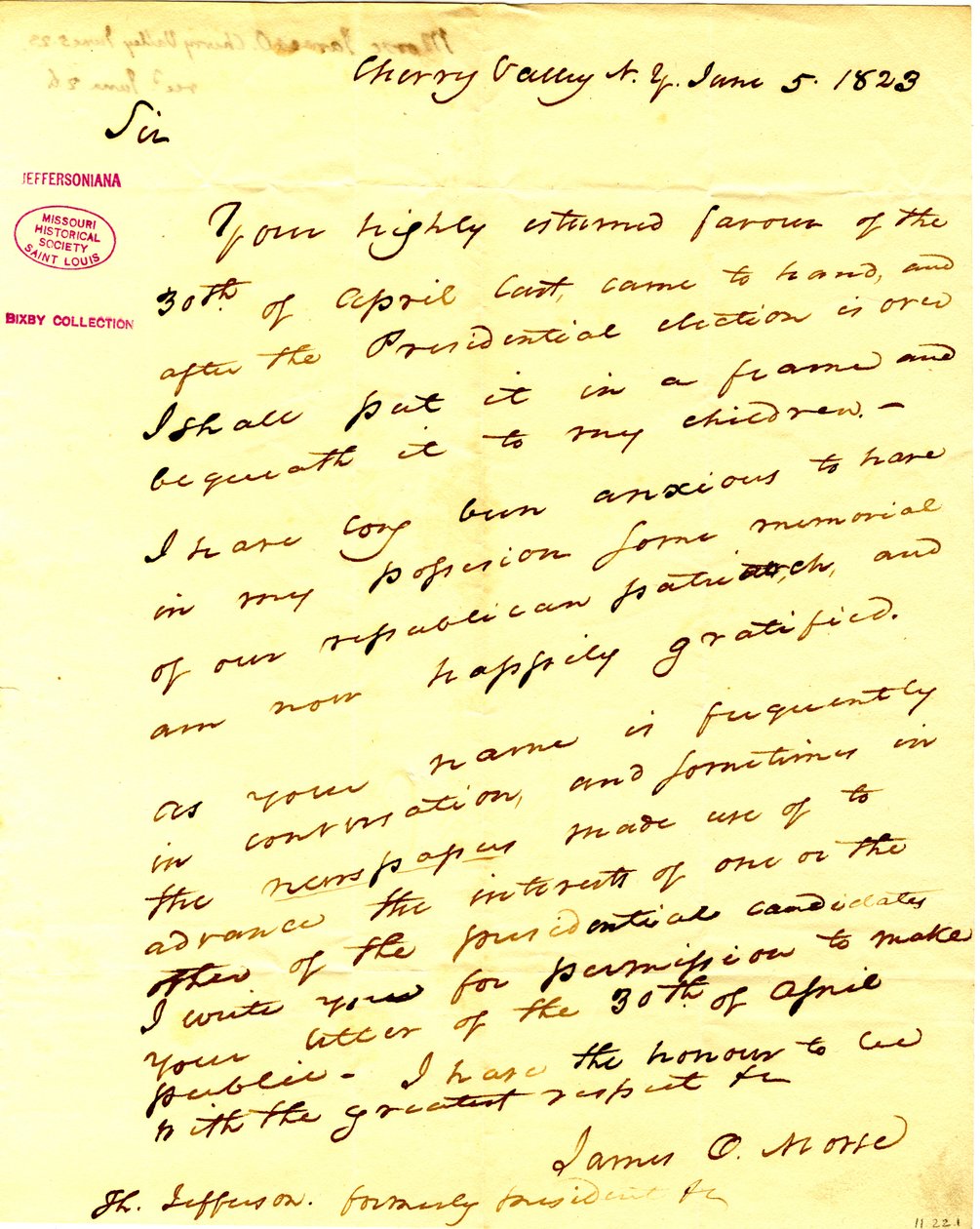 Le agradece por su respuesta del 30 de abril que tiene la intención de poner en un marco y guardar para sus hijos. (2 páginas) de James O. Morse
