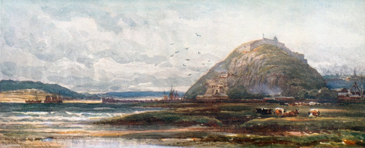 "Castillo de Dumbarton" (litografía en color) de James Orrock