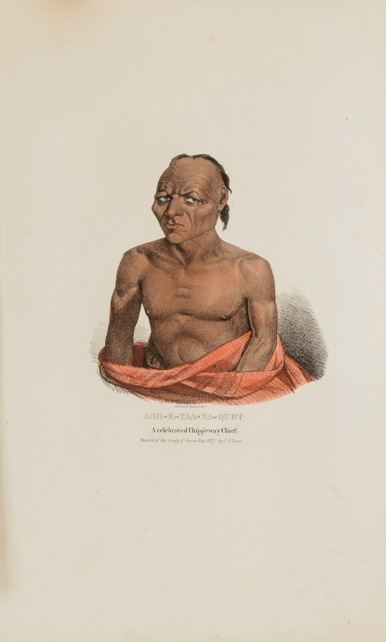 ASH-E-TAA-NA-QUET; Un célebre jefe chippeway, de The Aboriginal Portfolio de James Otto Lewis