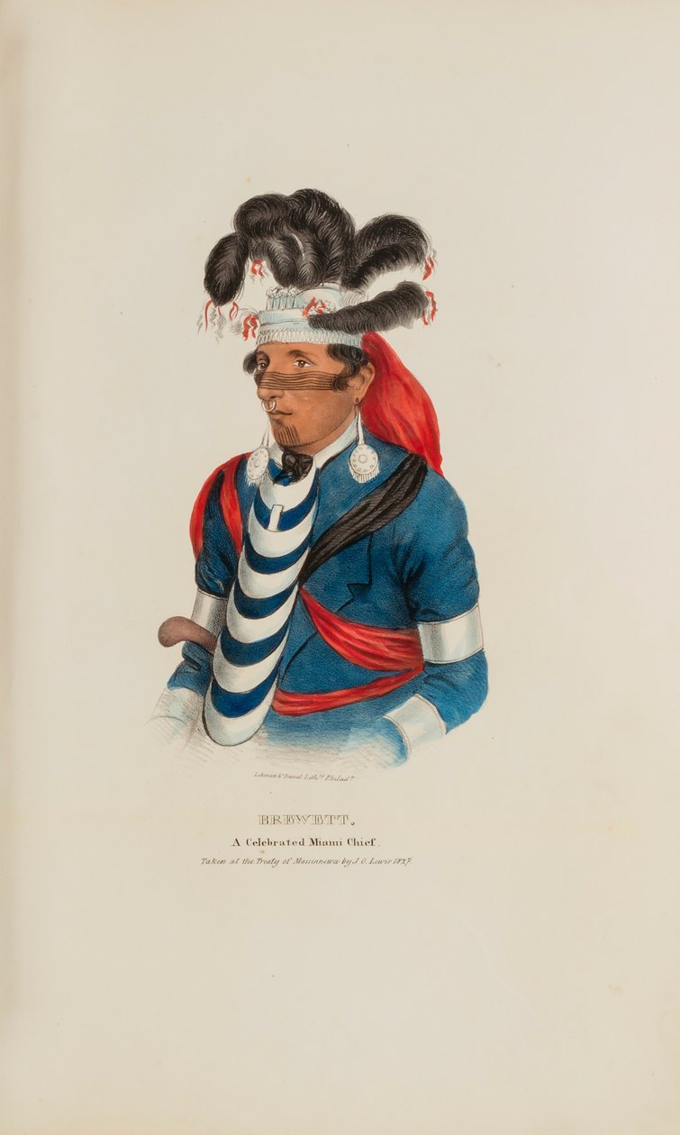 BREWETT; A Celebrated Chief Miami Chief, de The Aboriginal Portfolio de James Otto Lewis