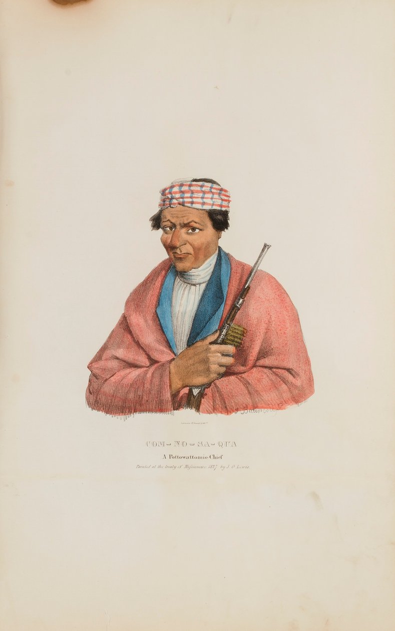 CAN-NO-SA-QUA; Un Jefe Pottowattomie, de The Aboriginal Portfolio de James Otto Lewis