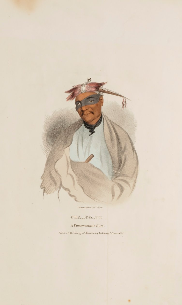 CHA-CO-TO, Un Jefe Pottowattomie, de The Aboriginal Portfolio de James Otto Lewis