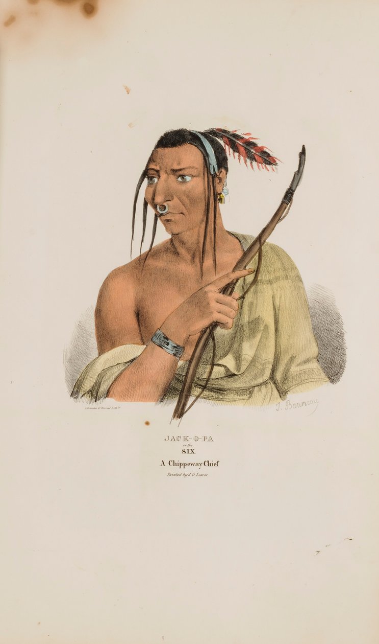 JACK-O-PA o los Seis; Un Jefe Chippeway, de The Aboriginal Portfolio de James Otto Lewis
