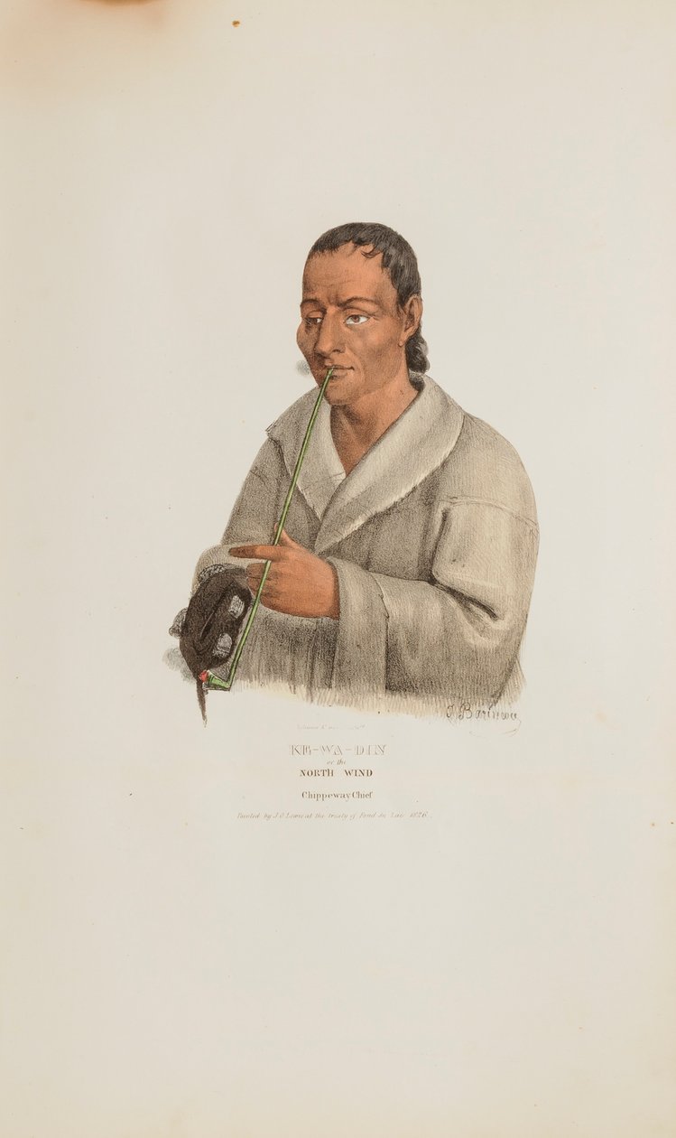 KE-WA-DIN o el Viento del Norte; Un Jefe Chippeway, de The Aboriginal Portfolio de James Otto Lewis