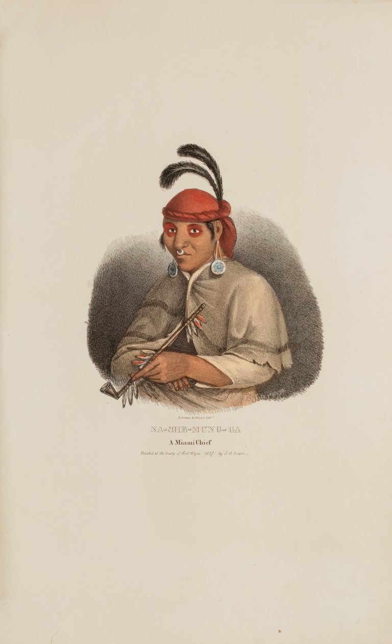 NA-SHE-MUNG-GA, un jefe de Miami, de The Aboriginal Portfolio de James Otto Lewis