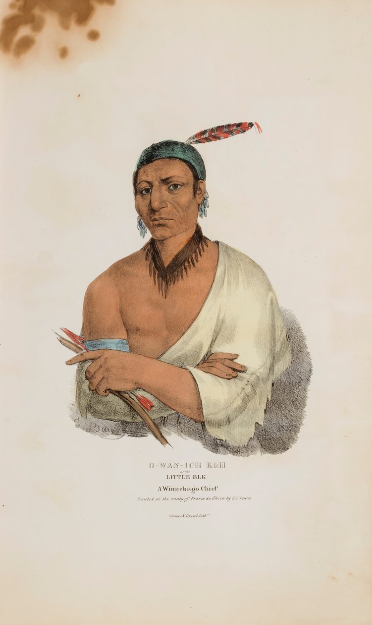 O-WAN-ICH-KOH o el Pequeño Alce; Un Jefe Winnebago, de La Cartera Aborigen de James Otto Lewis
