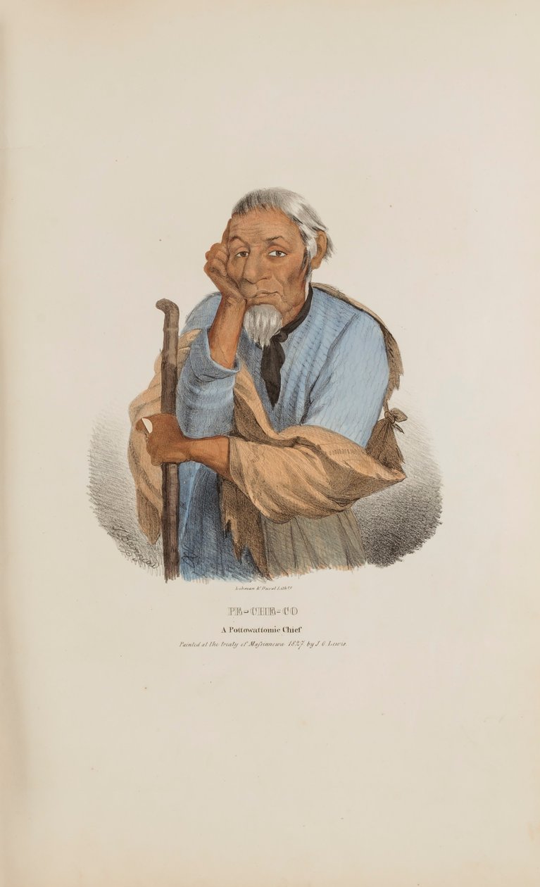 PE-CHE-CO; Un Jefe Pottowattomie, de The Aboriginal Portfolio de James Otto Lewis