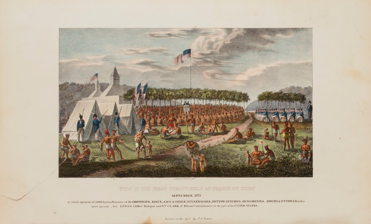 Vista del Gran Tratado celebrado en Prairie Du Chien, septiembre de 1825, de The Aboriginal Portfolio de James Otto Lewis