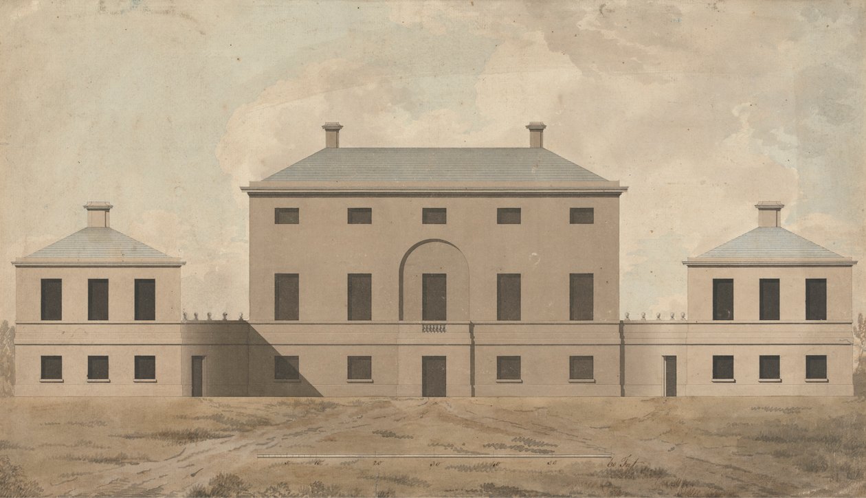 Shrubland Hall, Suffolk: Alzado de James Paine