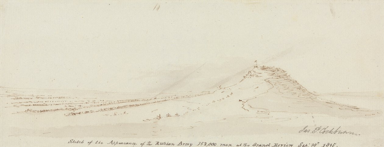 Bosquejo de la aparición del ejército ruso, 152.000 hombres en la Gran Revista, 10 de septiembre de 1815 de James Pattison Cockburn