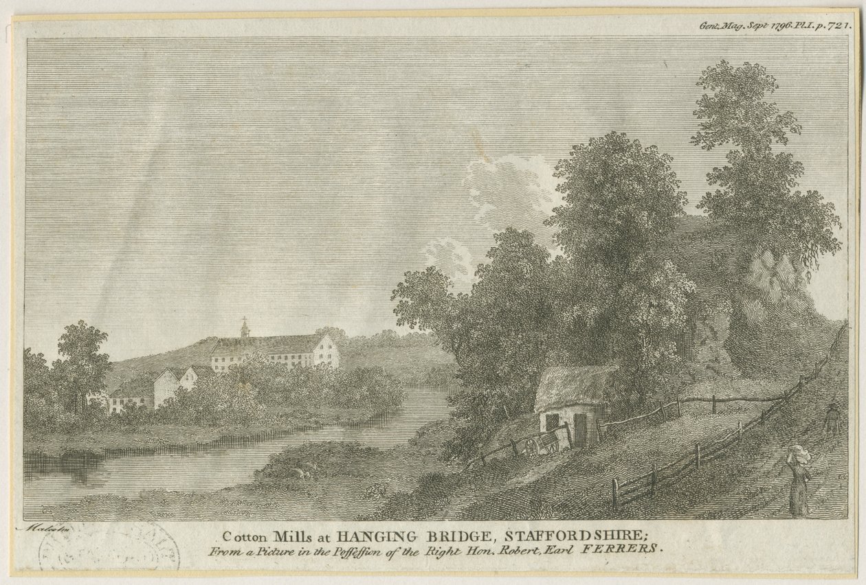 Mayfield - Puente colgante: grabado, nd [c 1796] de James Peller Malcolm