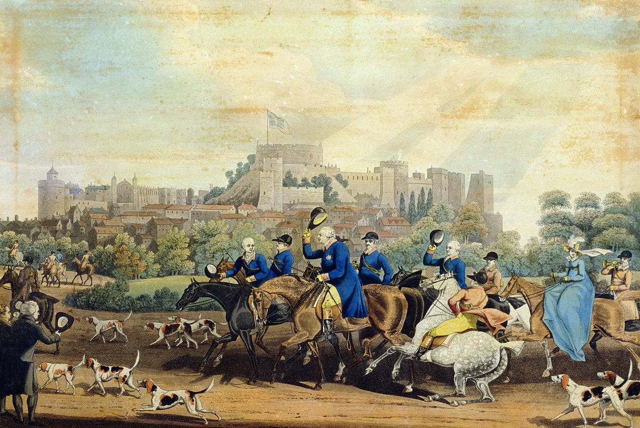 Jorge III (1738-1820) regresando de cazar, grabado por M. Dubourg, 1820 de James Pollard