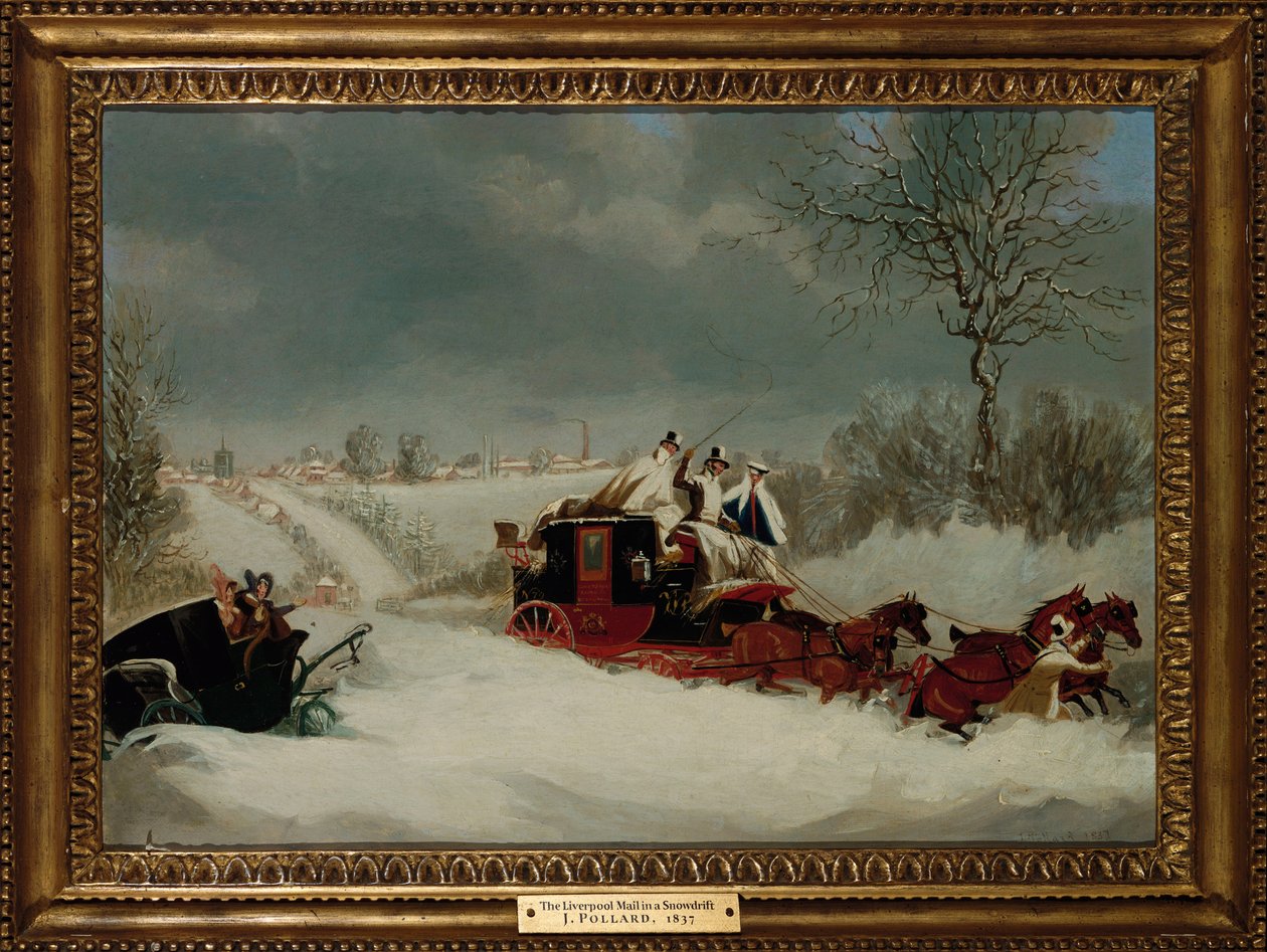 El correo de Liverpool en una tormenta de nieve cerca de St. Albans, 1837 de James Pollard