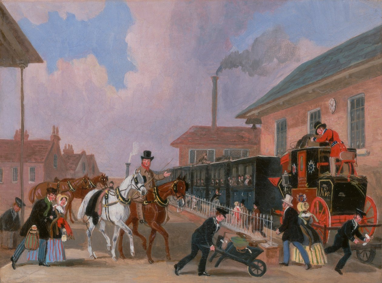 El correo real Louth-Londres Viajando en tren desde Peterborough Este, Northamptonshire de James Pollard