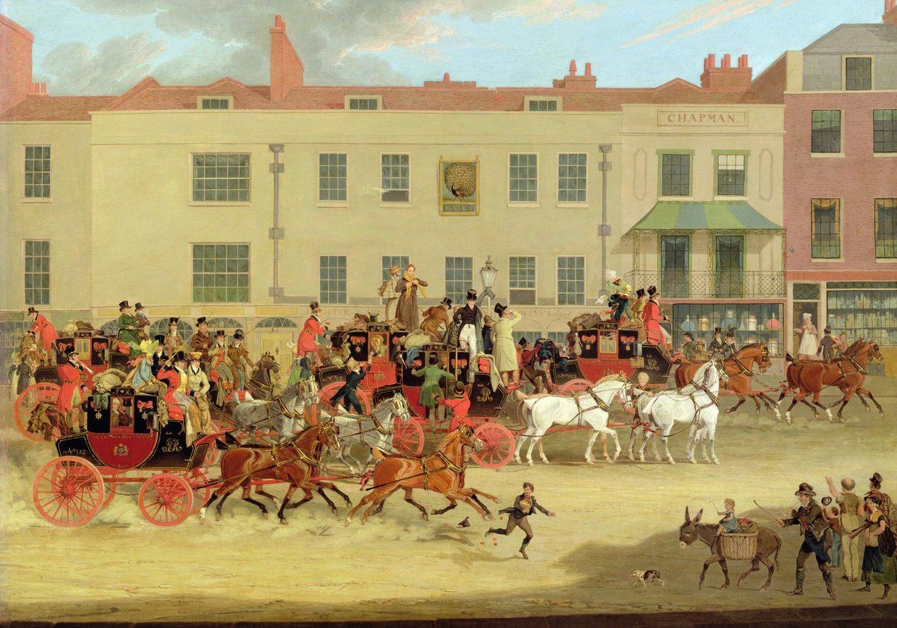 El correo del norte en el Peacock, Islington de James Pollard