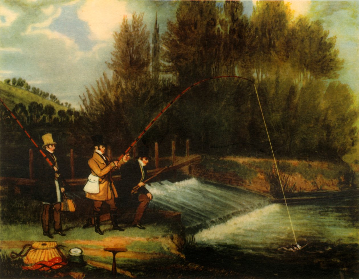 Pescando lucios en el río Lea, 1831, 1941 de James Pollard