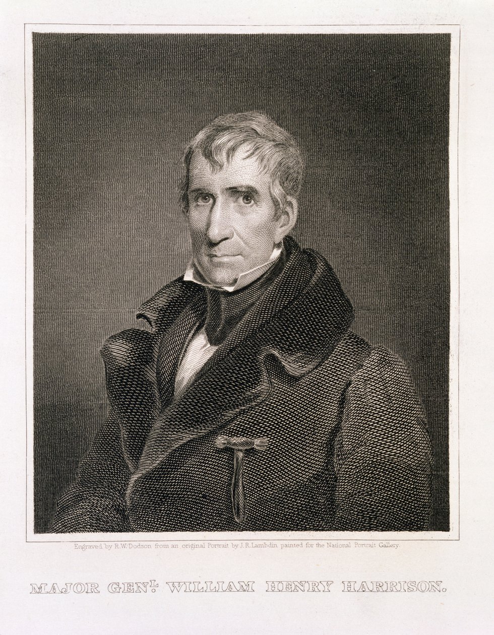 Mayor General William Henry Harrison, grabado por Richard W. Dodson de James Reid Lambdin