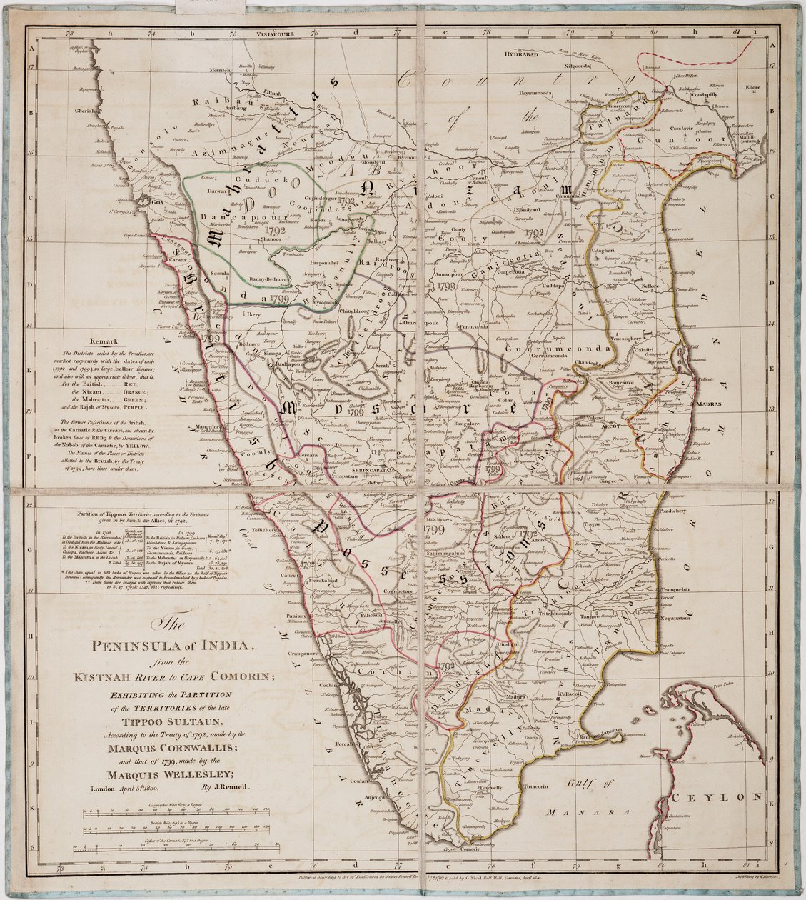 La península de la India desde el río Kistnah hasta el cabo Comorin de James Rennell