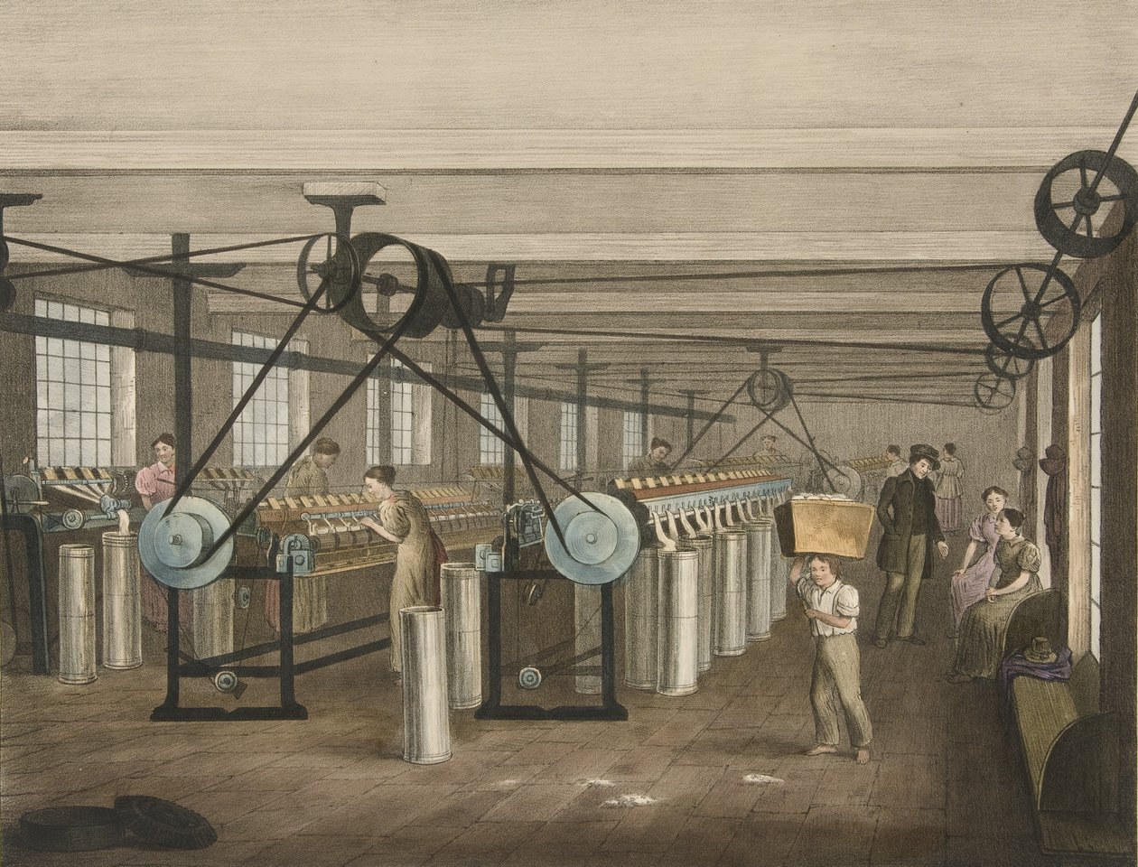 Bobina y marcos de dibujo, Progreso del algodón No. 5, pub. 1840 de James Richard Barfoot