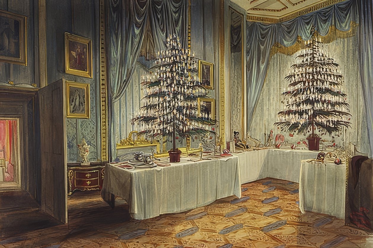 Árboles de Navidad de la duquesa de Kent en el Castillo de Windsor. 1850 de James Roberts