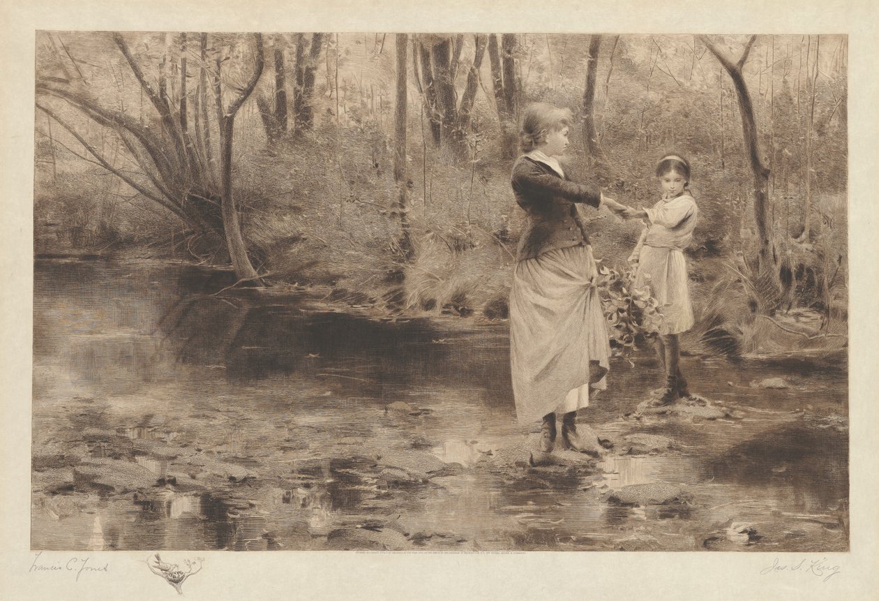 Sin título (Cruzando un arroyo en el bosque) de James S. King