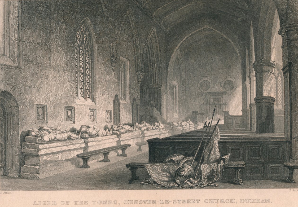 Pasillo de las Tumbas, Iglesia Chester-Le-Street, Durham, 1834 de James Sands